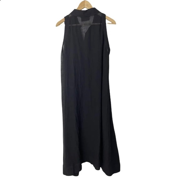 Lisa Marie Fernandez Black Linen Button Front Dress Swim Cover Up Size 2 Minimal - Picture 2 of 10